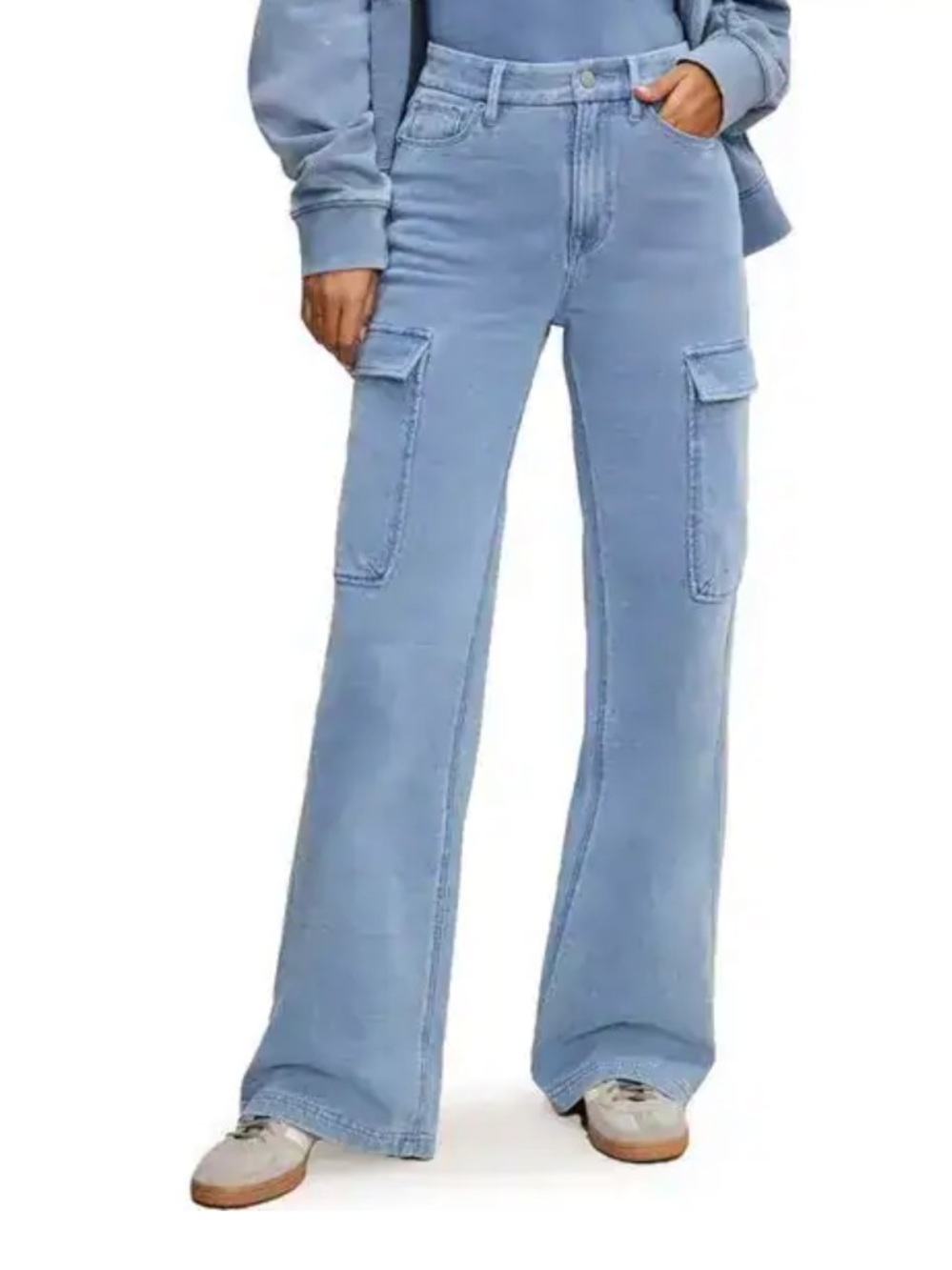 Good American Jeanius Good Skate Wide Leg Cargo French Terry Pants